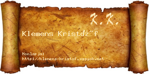 Klemens Kristóf névjegykártya